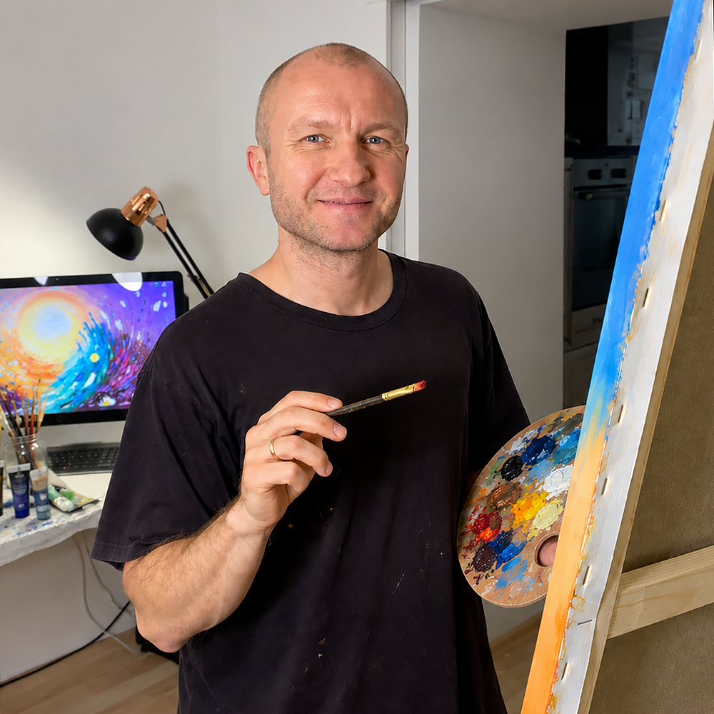 Alexander Ryashin in his Ljubljana studio